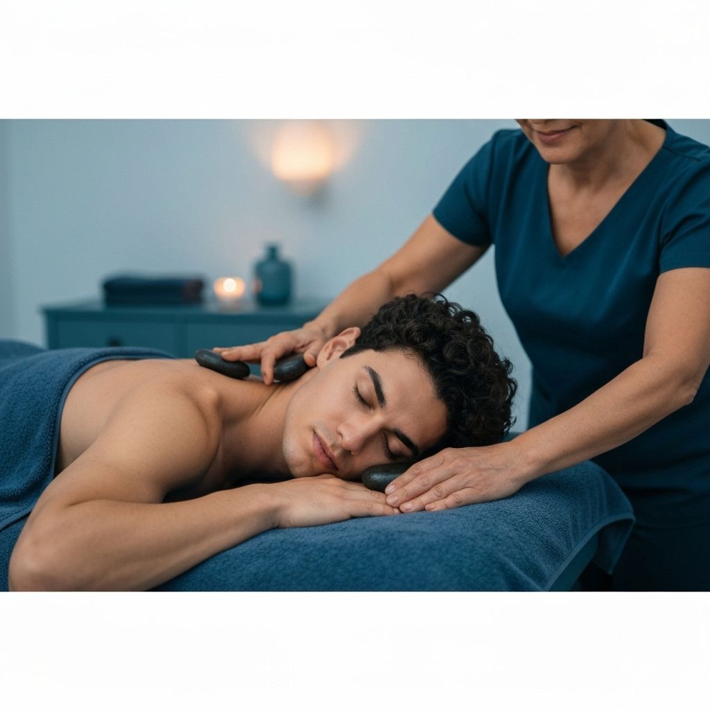 Hot stone massage therapy treatment - relaxing spa experience