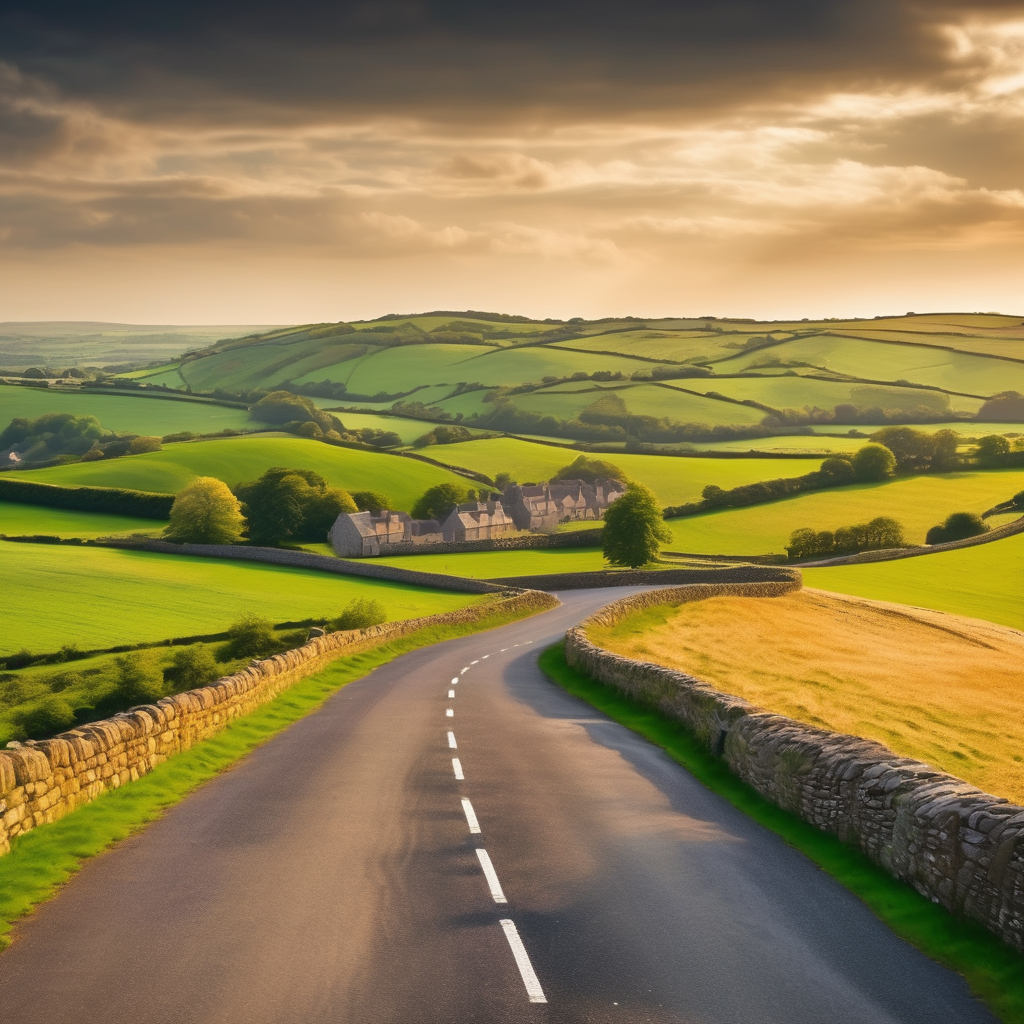 Beautiful Somerset countryside road leading to Tranquil Waters Wellness Retreat